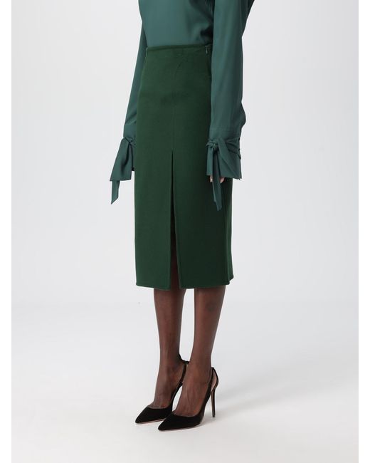 Ermanno Scervino Green Front Slit Midi Skirt