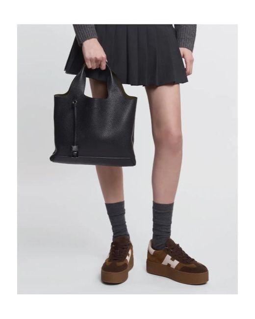 Hogan Black H Logo Charm Shopping Bag