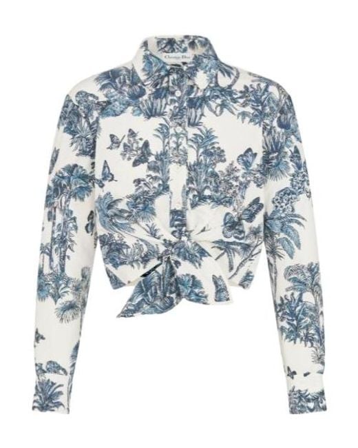 Dior Blue Iviera Cropped Tied Blouse