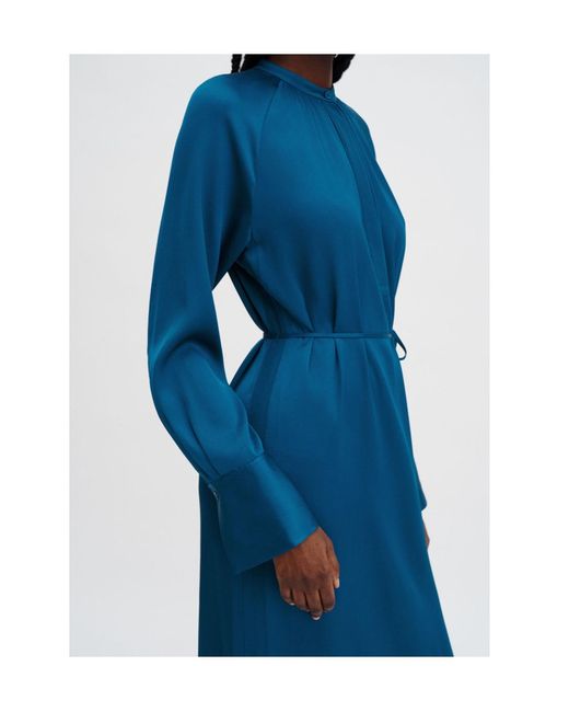 Filippa K Blue Tie-Waist V-Neck Midi Dress