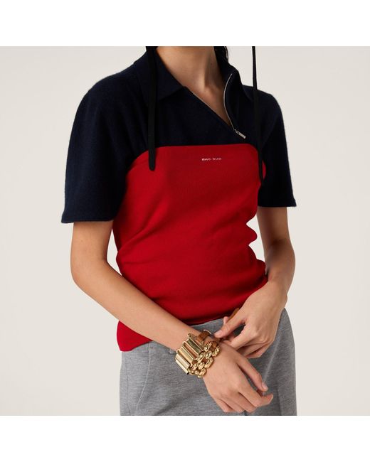 Miu Miu Red Cotton Knit Tube Top