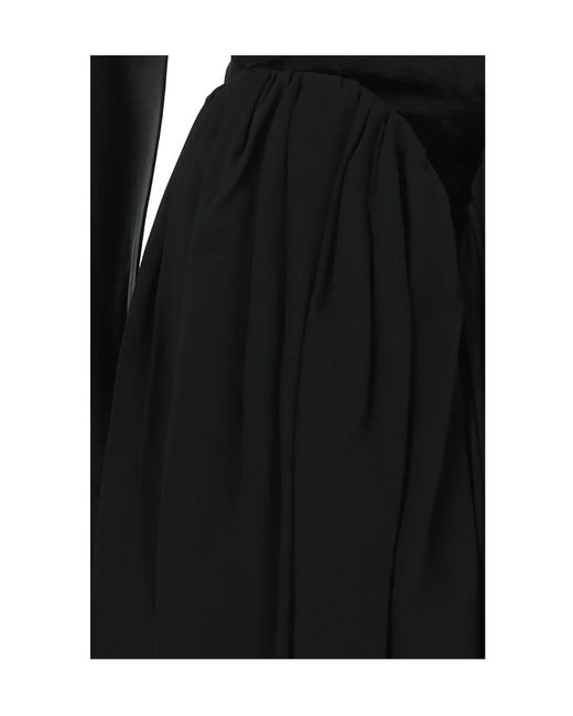 Rabanne Black Panelled Crewneck Flared Dress
