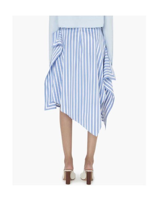 J.W. Anderson Blue Jw Anderson Striped Asymmetric Mid-Rise Skirt