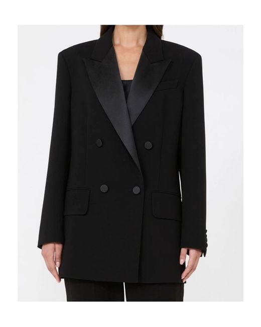 Max Mara Black Double-Breasted Lightweight Cady Blazer