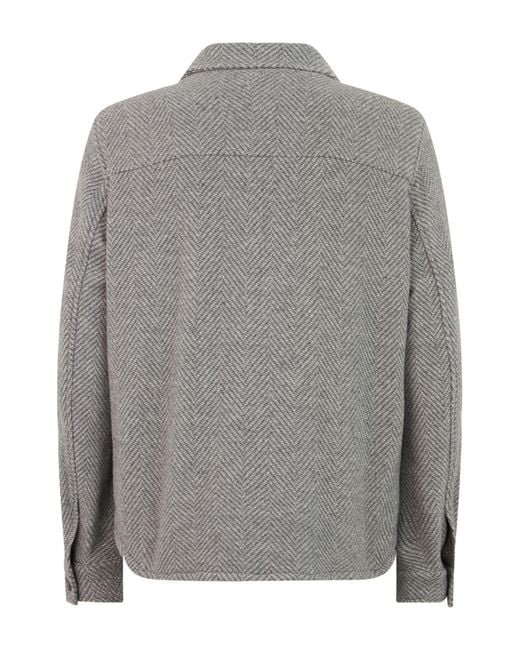Herno Gray Herringbone Button-Down Shirt for men
