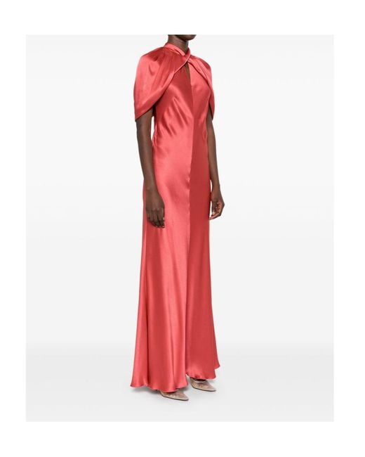 Alberta Ferretti Red Cutout Detail Dress