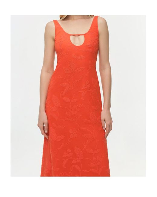 Jonathan Simkhai Red Rosalia Jacquard Midi Dress
