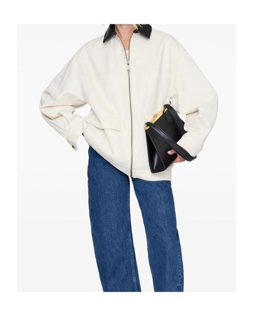 Anine Bing White Contrast Collar Zipped Jacket