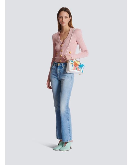 Balmain Blue Logo Horn Denim Pants