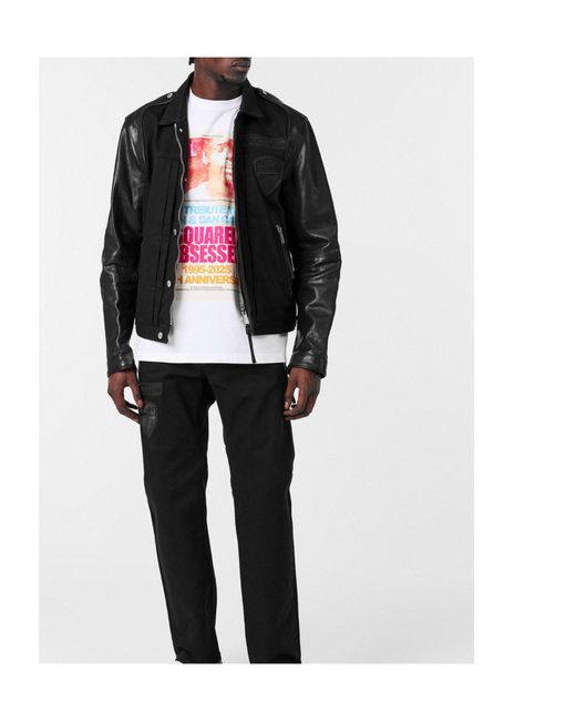 DSquared² Blue Mixedmedia Jacket for men