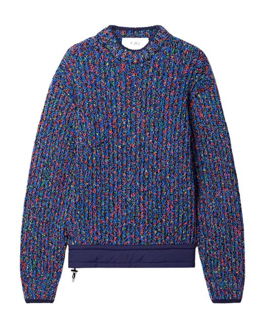 Aztech Mountain Blue Shell-Trimmed Ribbed-Knit Sweater
