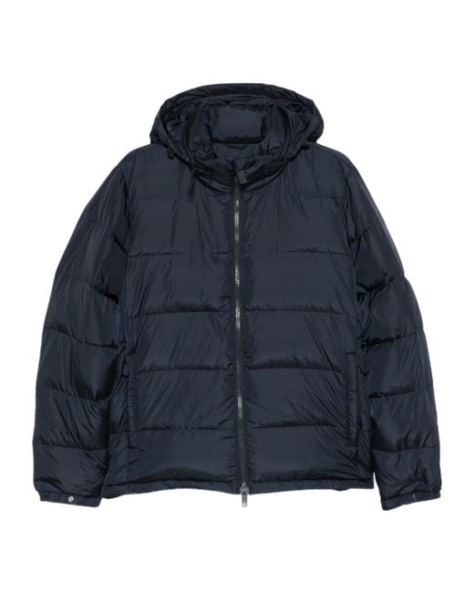 Aspesi Blue Hooded Zip Padded Jacket for men