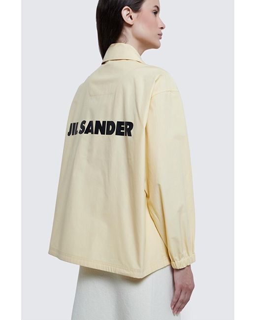 Jil Sander Natural Logo-Printed Drawstring Shirt Jacket