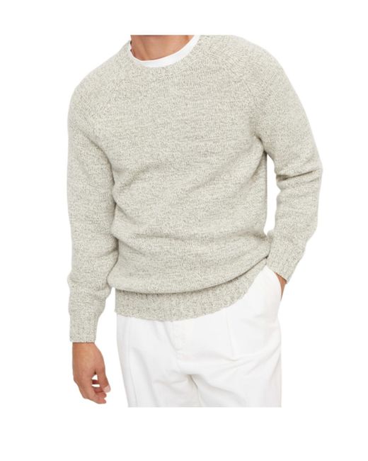 Brunello Cucinelli White Marl-Knitted Crewneck Jumper for men