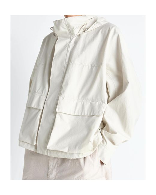 Lemaire White Drawstring Hooded Rain Jacket for men