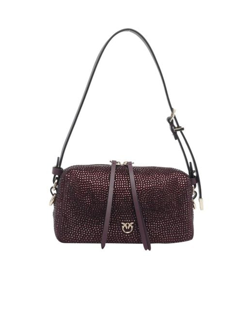 Pinko Purple Embellished Mini Crossbody Boston Bag