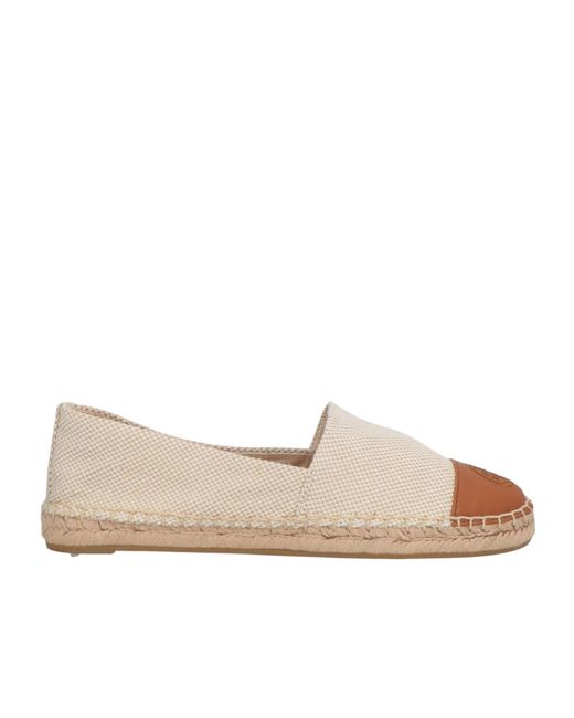 Tory Burch Natural Two-Tone Canvas Linen Sole Shoes