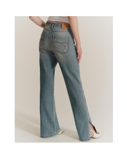 Marella Blue Wide-Leg Cross Denim Jeans