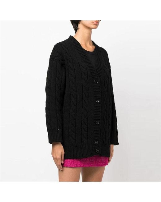 Prada Black Cable-Knit Button Up Cardigan