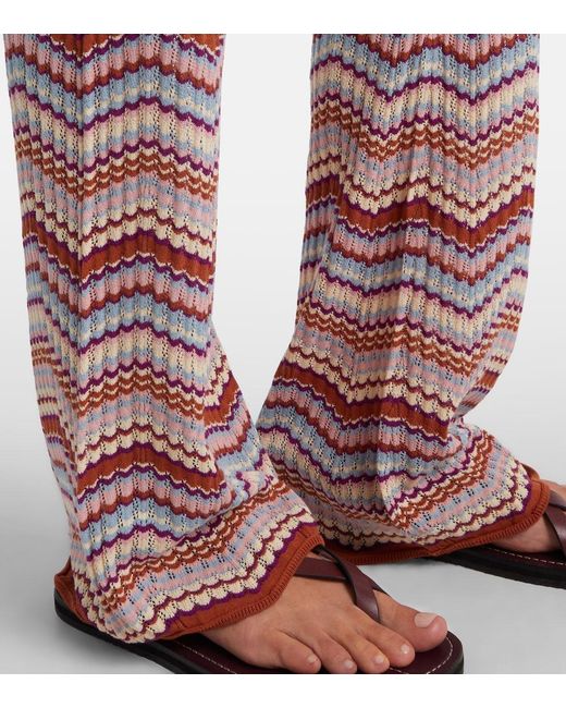 Rixo Boni Chevron Cotton Flared Pants