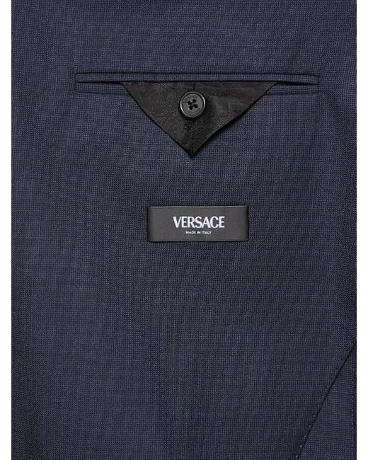 Versace Blue Long-Sleeved Suit Coat for men
