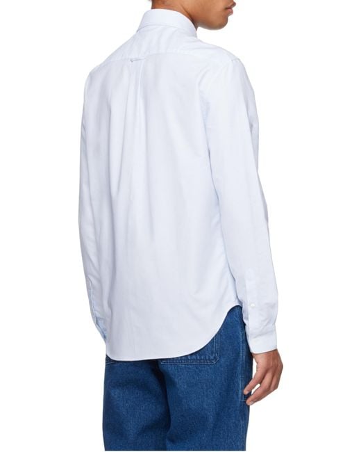 Maison Kitsuné White Maison Kitsuné Fox Head Embroidered Long-Sleeved Shirt for men