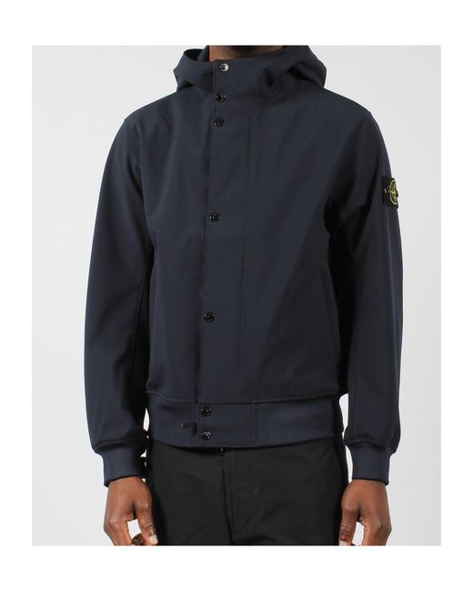 Stone Island Blue Logo Patch Hooded Jacket for men