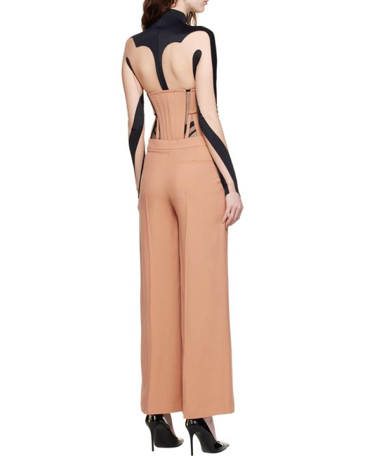 Mugler Natural Waist Stitching Casual Pants