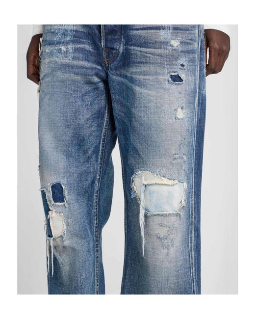 J.W. Anderson Blue Distressed-Effect Patchwork Jeans