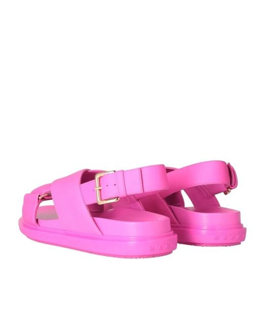 Marni Pink Simple Leather Sandals