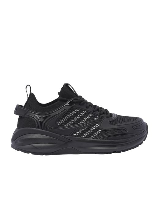 DSquared² Black Dash Panelled Mesh Lace-Up Sneakers for men