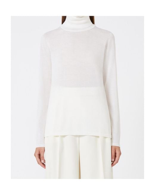 Max Mara White Saluto Turtleneck Long-Sleeved Jumper