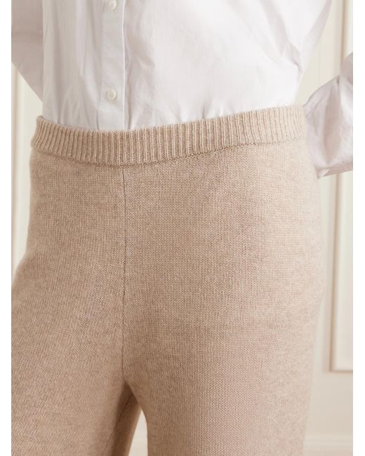 The Elder Statesman Natural Juniper Cashmere Wide-Leg Casual Pants