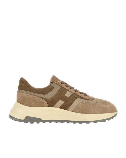 Hogan Brown H-Stripe Low-Top Sneakers for men