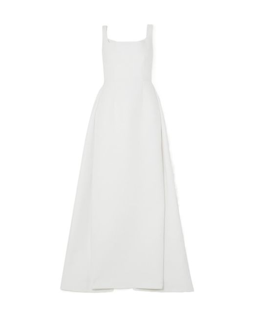 Emilia Wickstead White Vittoria Ruched Cloqué Gown