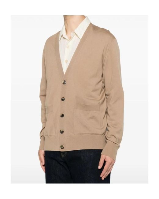 Dries Van Noten Natural Long-Sleeved Button-Down Cardigan for men