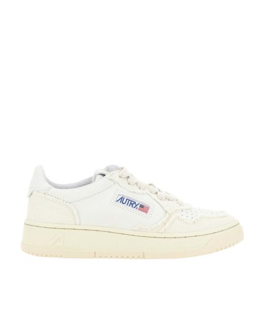 Autry White Medalist Lace-Up Sneakers