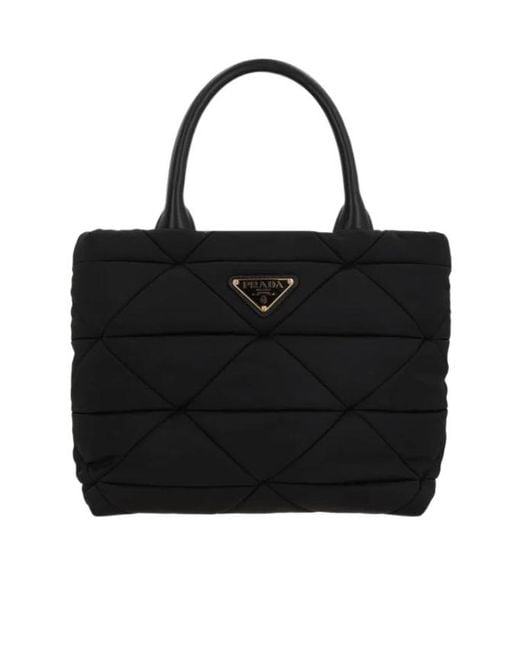 Prada Black Triangle-Logo Top Handle Bag