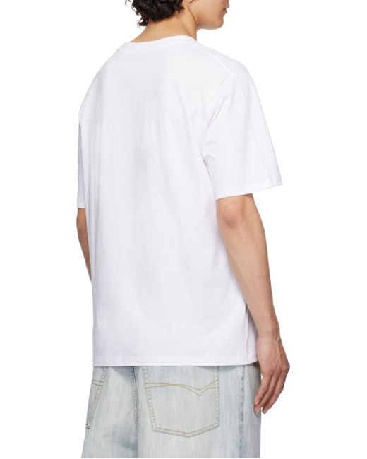 Balmain White Printed Paris Logo And Planet T-Shirt for men