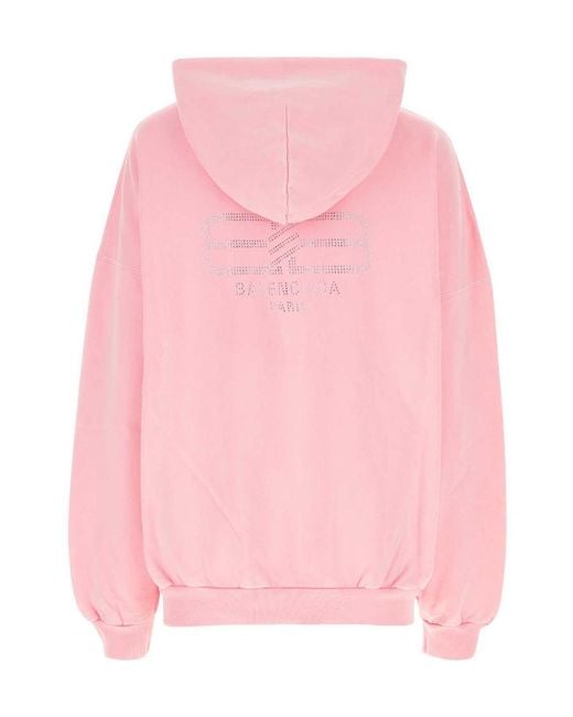 Balenciaga Pink Bb Icon Long-Sleeved Hoodie for men