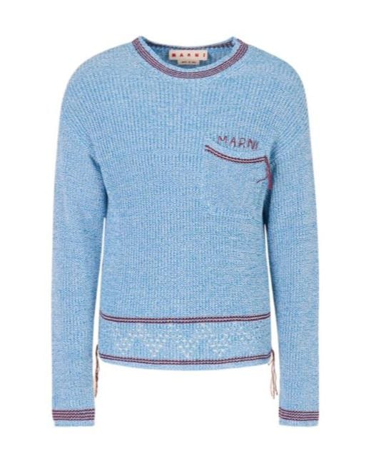 Marni Blue Mending Sweater for men