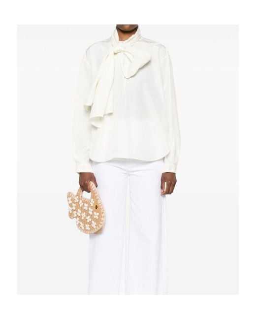 Forte_forte White Detachable Bow Shirt