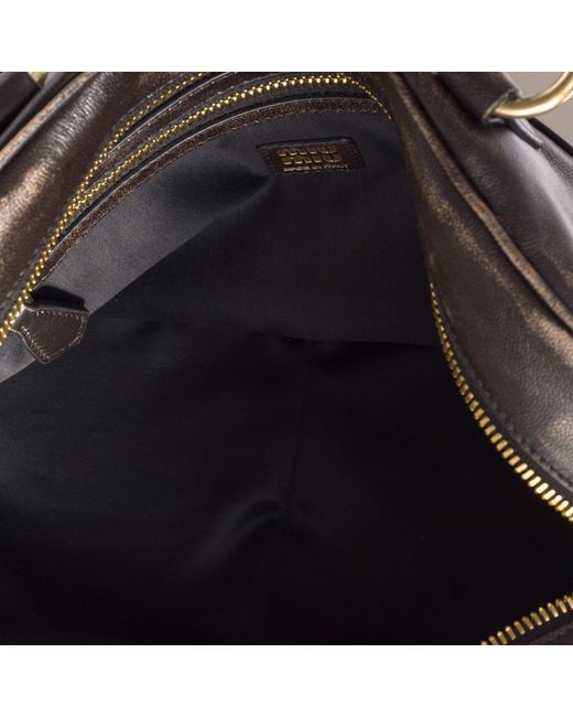 Miu Miu Brown Logo-Detailed Zipped Shoulder Bag
