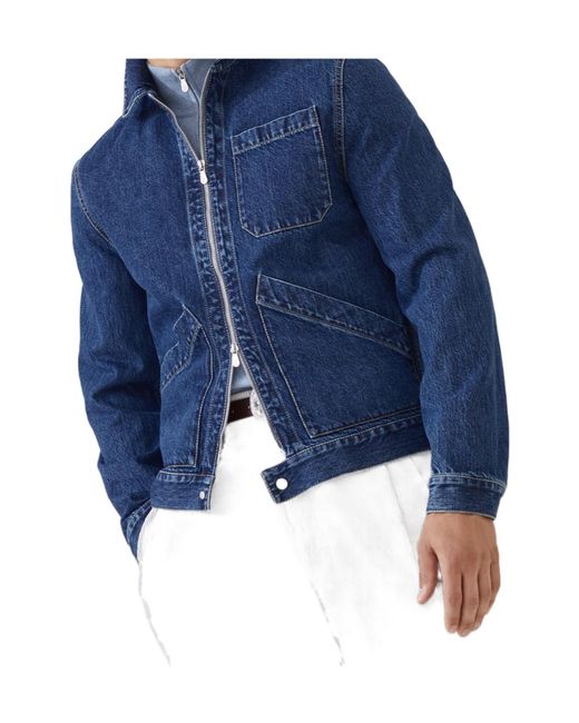 Brunello Cucinelli Blue Zip-Fastening Patch-Pocket Denim Jacket for men