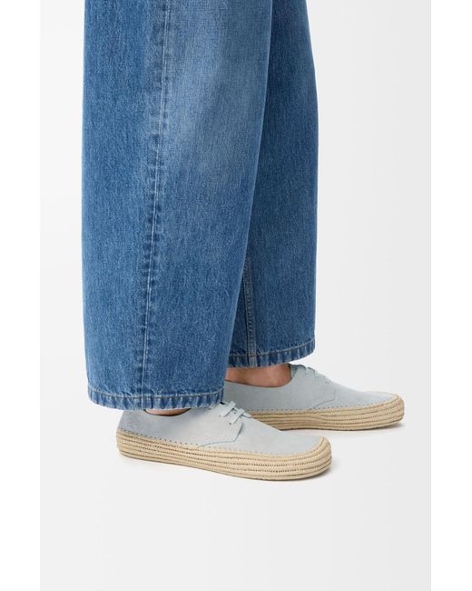 Loewe White Rio Petal-Toe Raffia-Trimmed Lace-Up Shoes for men