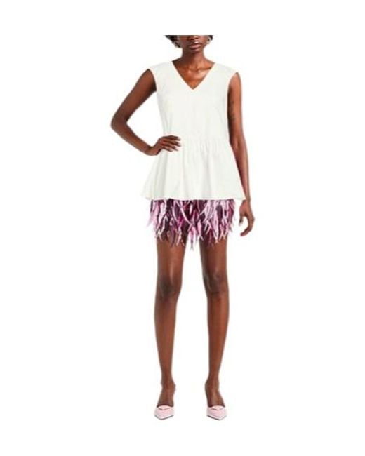 Weekend by Maxmara White Short-Sleeved Cinched-Waist Top
