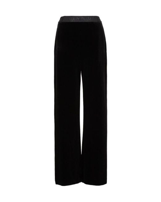 Emporio Armani Black Logo Lace Casual Pants