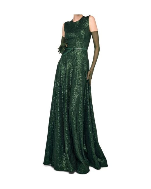 Norma Kamali Green Grace Sequined Maxi Dress