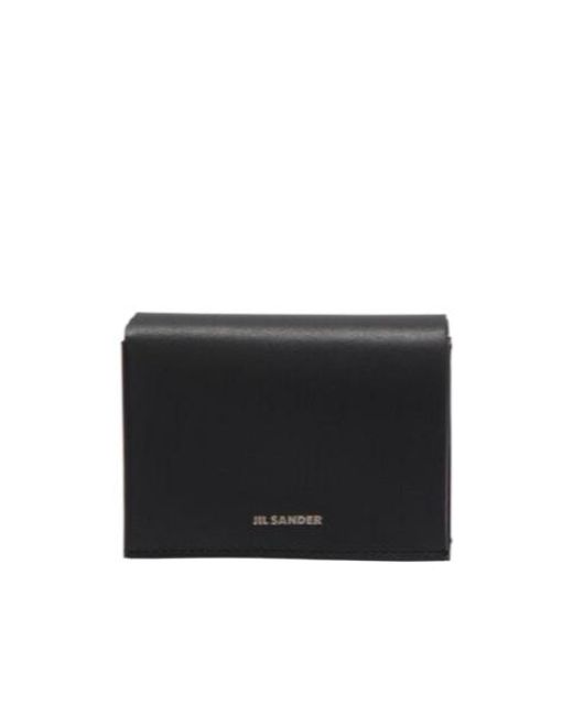 Jil Sander Black Logo-Embossed Tri-Fold Wallet for men