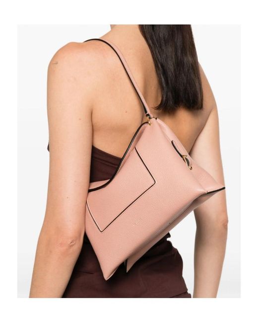Wandler Pink Penelope Slouch Logo-Detail Shoulder Bag